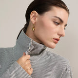 Gold Yhpup stainless steel heart-shaped hoop drop earrings