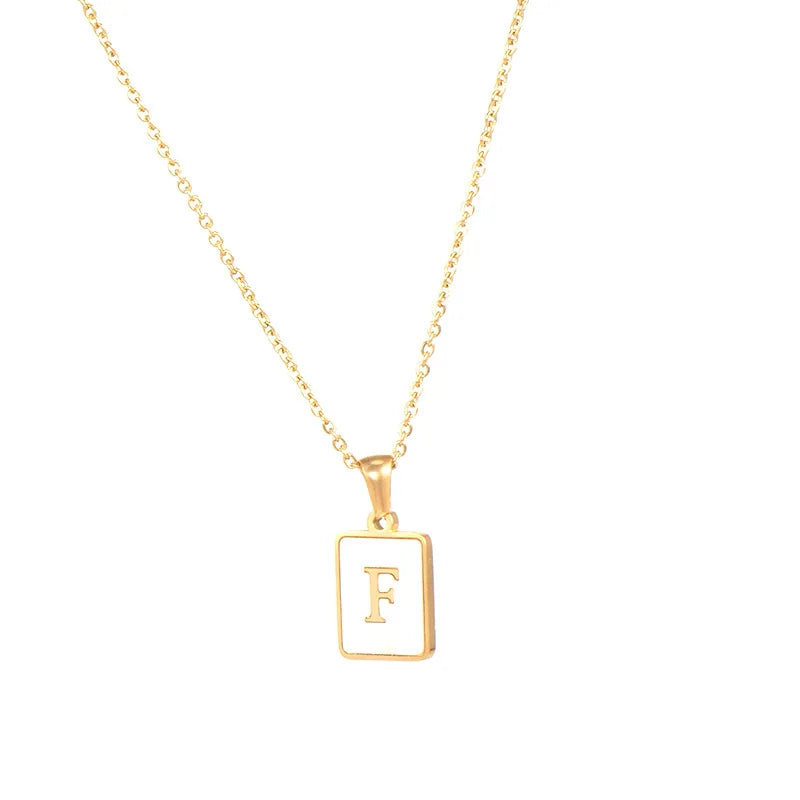 Mother of Pearl Initial Necklace – Waterproof 18K Gold Plated Necklace | Ezra Gems