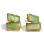 Acrylic Rectangle Stud Earrings – Waterproof 18K Gold Plated Earrings | Ezra Gems