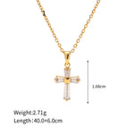 Baguette Zircon Cross Pendant Necklace – Waterproof 18K Gold Plated Necklace | Ezra Gems