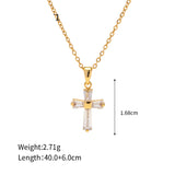 Baguette Zircon Cross Pendant Necklace – Waterproof 18K Gold Plated Necklace | Ezra Gems
