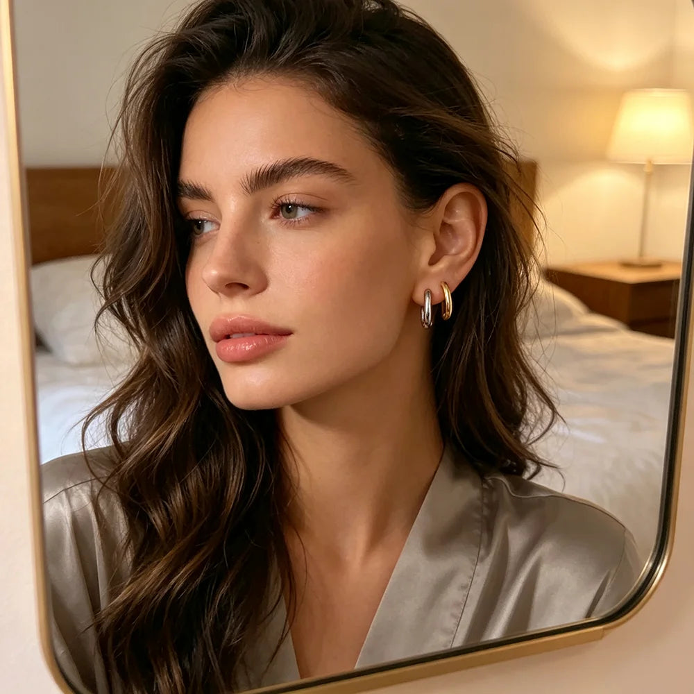 Mini O-Shape Huggie Hoop Earrings – Waterproof 18K Gold Plated Earrings | Ezra Gems