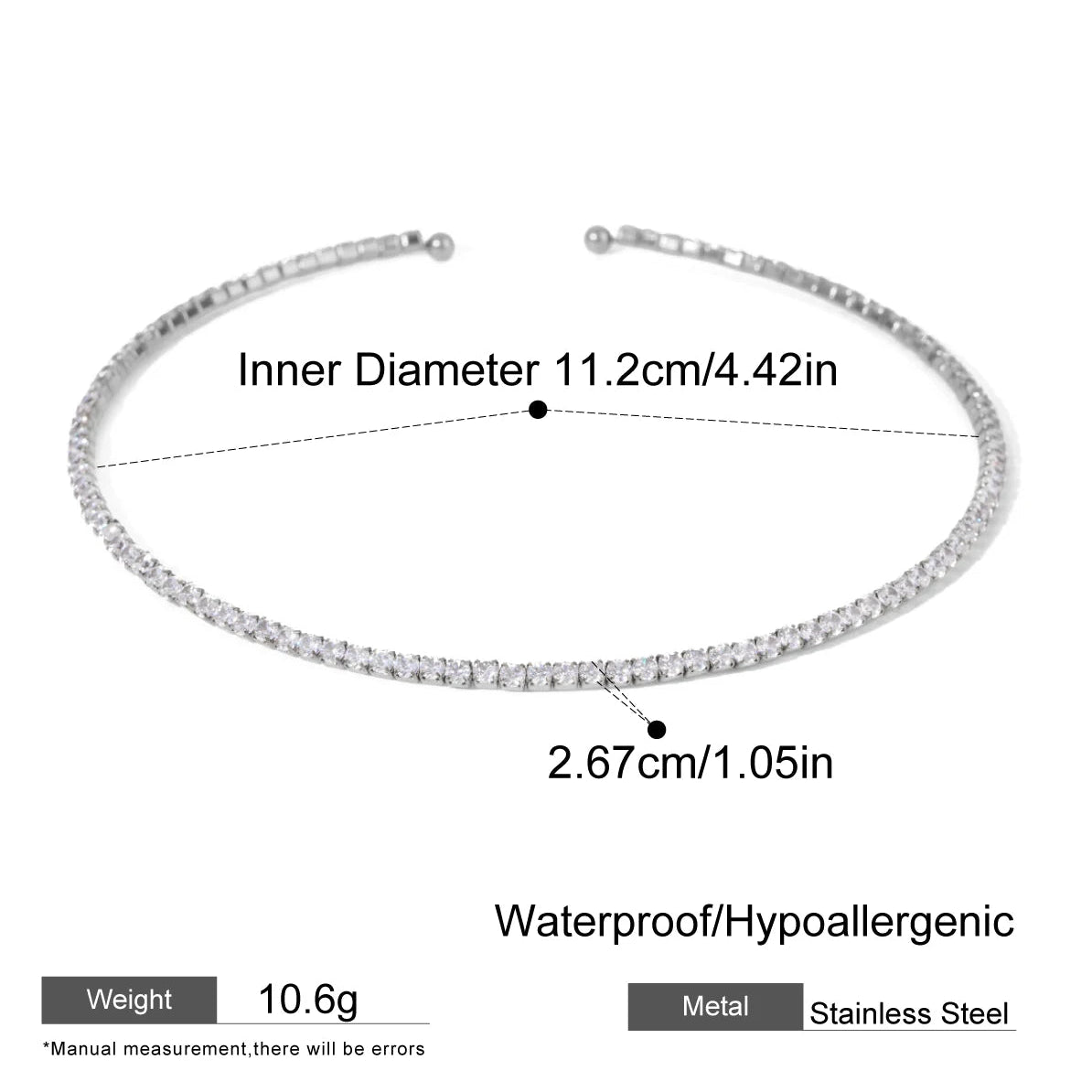White Zirconia Tennis Collar Choker – Waterproof 18K Gold Plated Necklace | Ezra Gems