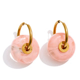 Thick Round Acrylic Resin Drop Earrings – Waterproof 18K Gold Plated Earrings | Ezra Gems