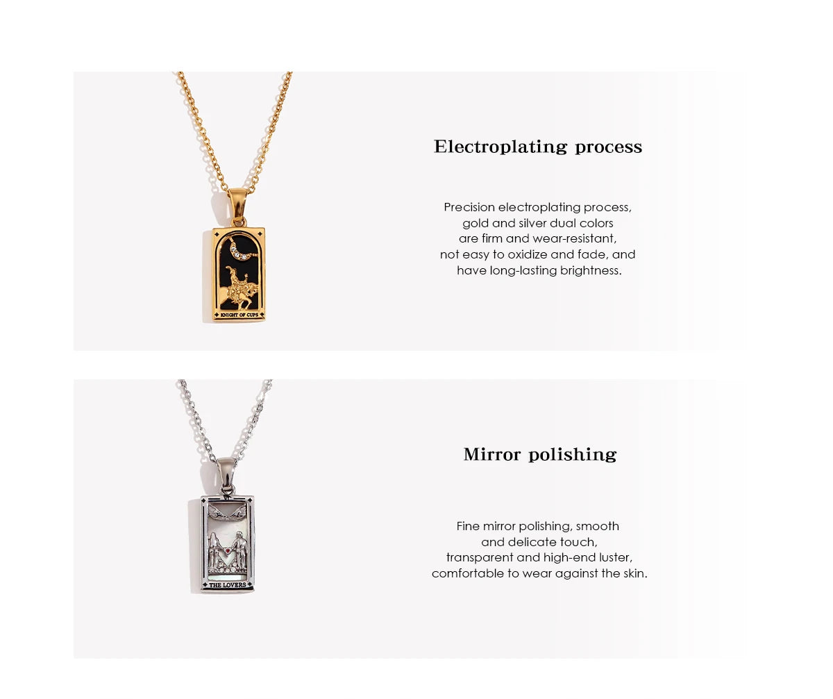 Tarot Card Pendant Necklace – Waterproof 18K Gold Plated Necklace | Ezra Gems