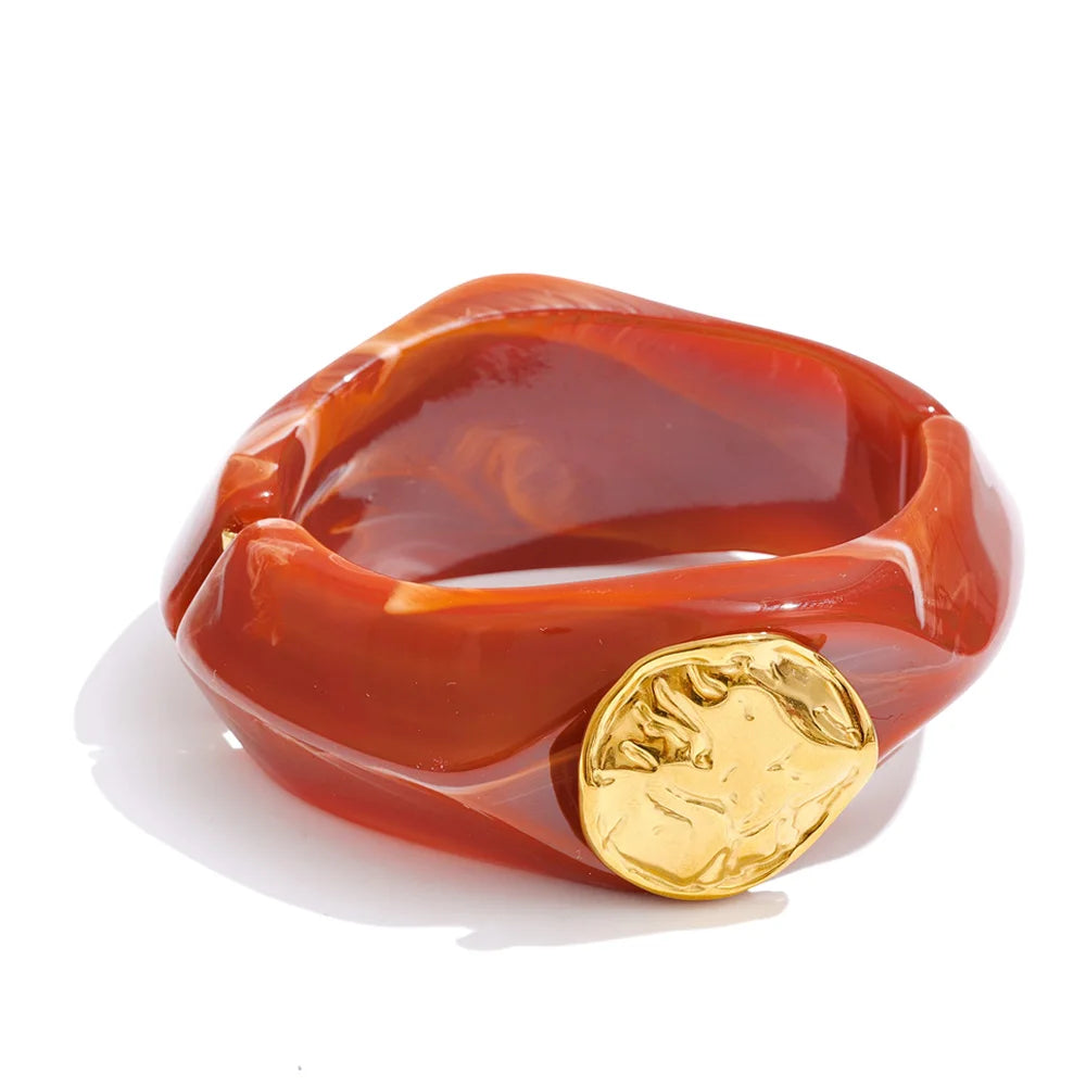 Multi-color resin wide bangle collection — 8 shades, tarnish-free, gift-ready by Ezra Gems