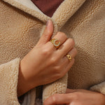 Crystal Pave U Initial Ring – Waterproof 18K Gold Plated Ring | Ezra Gems