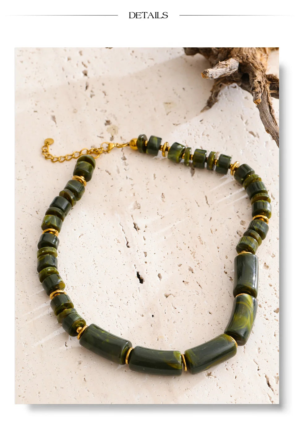 Amber Resin Bead Statement Necklace – Waterproof 18K Gold Plated Necklace | Ezra Gems