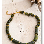 Amber Resin Bead Statement Necklace – Waterproof 18K Gold Plated Necklace | Ezra Gems