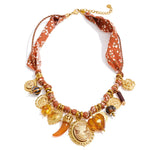 Resin Heart Flower Braided Cord Necklace – Waterproof 18K Gold Plated Necklace | Ezra Gems