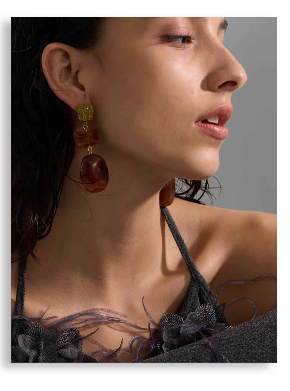 Red Resin Square Drop Earrings – Waterproof 18K Gold Plated Earrings | Ezra Gems