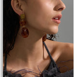 Red Resin Square Drop Earrings – Waterproof 18K Gold Plated Earrings | Ezra Gems