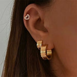 Ribbed Wide Huggie Hoop Earrings – Waterproof 18K Gold Plated Earrings | Ezra Gems