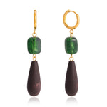 Wooden Water Drop Resin Earrings – Waterproof 18K Gold Plated Earrings | Ezra Gems