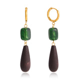 Wooden Water Drop Resin Earrings – Waterproof 18K Gold Plated Earrings | Ezra Gems