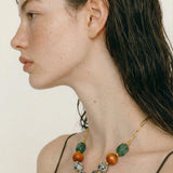 Natural Stone Resin & Wood Bead Necklace
