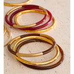 3-Circle Resin Bangle Set – Waterproof 18K Gold Plated Bracelet | Ezra Gems