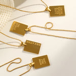 Engraved Affirmation Tag Necklace – Waterproof 18K Gold Plated Necklace | Ezra Gems
