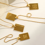 Engraved Affirmation Tag Necklace – Waterproof 18K Gold Plated Necklace | Ezra Gems