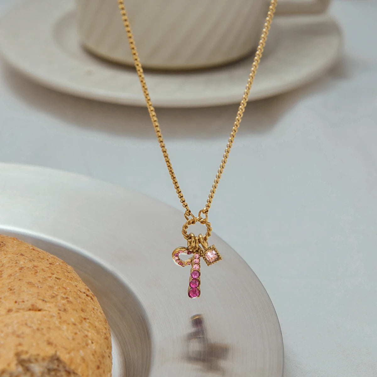 Pink Zirconia Heart Pendant Necklace – Waterproof 18K Gold Plated Necklace | Ezra Gems