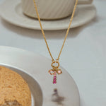 Pink Zirconia Heart Pendant Necklace – Waterproof 18K Gold Plated Necklace | Ezra Gems
