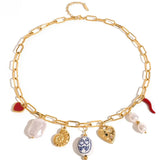 Conch Heart Porcelain Chili Pendant Necklace