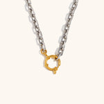 Two-Tone Spring Buckle Chain Necklace – Waterproof 18K Gold Plated Necklace | Ezra Gems