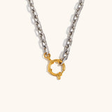 Two-Tone Spring Buckle Chain Necklace – Waterproof 18K Gold Plated Necklace | Ezra Gems