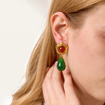 Green Resin Agate Drop Earrings – Waterproof 18K Gold Plated Earrings | Ezra Gems