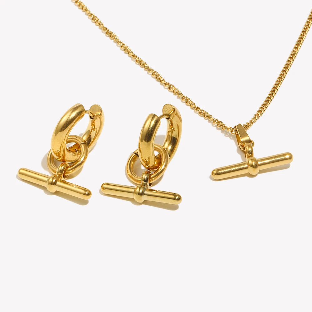 Minimalist T-Bar Pendant Necklace – Waterproof 18K Gold Plated Necklace | Ezra Gems