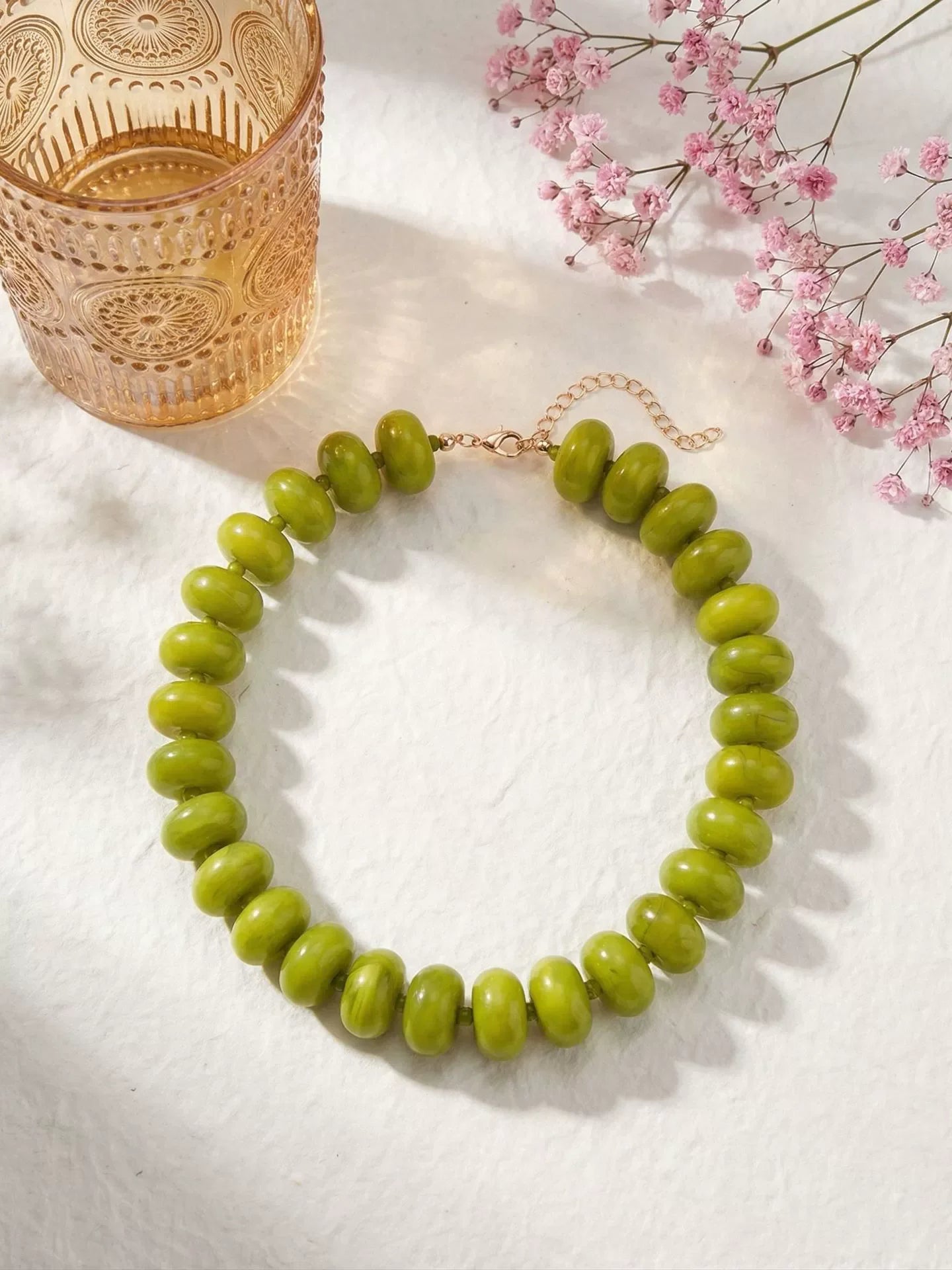 Dopamine Resin Bead Necklace – Waterproof 18K Gold Plated Necklace | Ezra Gems