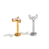 Zirconia Helix Flat Back Earring – Waterproof 18K Gold Plated Earring | Ezra Gems