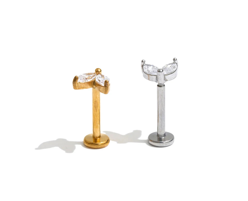 Zirconia Helix Flat Back Earring – Waterproof 18K Gold Plated Earring | Ezra Gems
