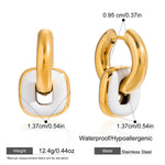 Enamel Double Ring Drop Earrings – Waterproof 18K Gold Plated Earrings | Ezra Gems