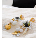 Acrylic Crystal Cat Heart Drop Earrings – Waterproof 18K Gold Plated Earrings | Ezra Gems
