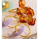 Resin Flower Charm Hoop Earrings – Waterproof 18K Gold Plated Earrings | Ezra Gems