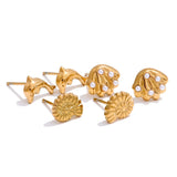 Ocean Shell & Dolphin Stud Earring Set of 3