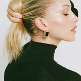 Retro Agate Geometric Stud Earrings