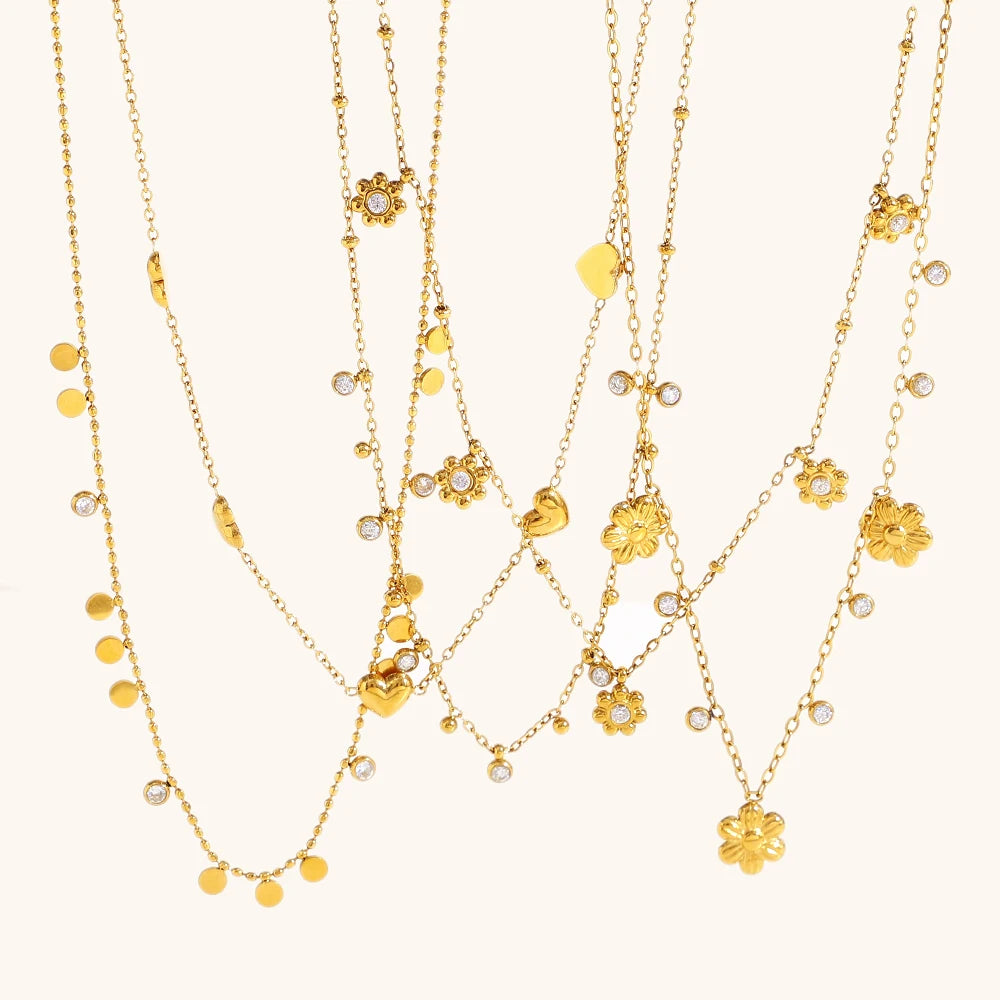 Zircon Butterfly Flower Pendant Necklace – Waterproof 18K Gold Plated Necklace | Ezra Gems