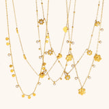 Zircon Butterfly Flower Pendant Necklace – Waterproof 18K Gold Plated Necklace | Ezra Gems