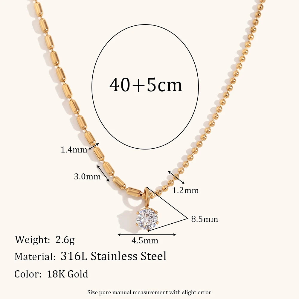 Asymmetric Bead Zircon Pendant Necklace – Waterproof 18K Gold Plated Necklace | Ezra Gems