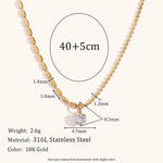 Asymmetric Bead Zircon Pendant Necklace – Waterproof 18K Gold Plated Necklace | Ezra Gems