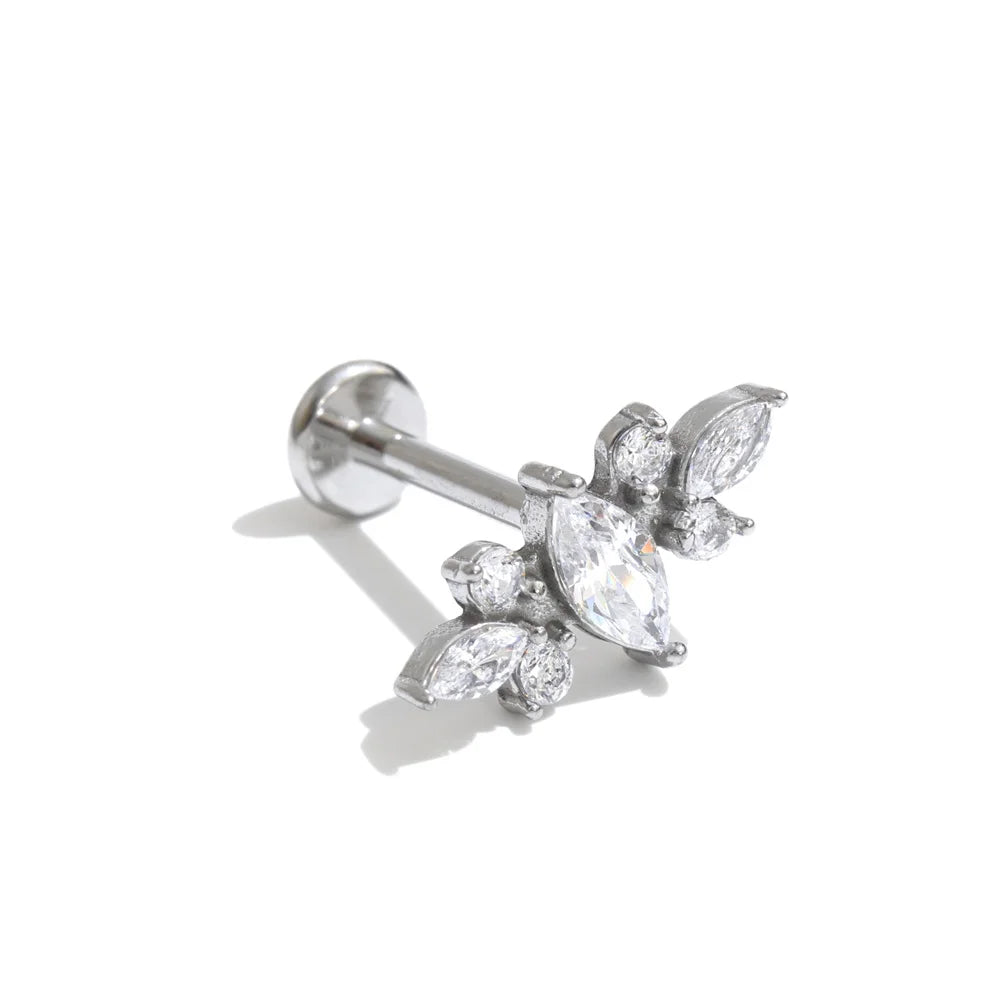 Shiny Cubic Zirconia Flat Back Earring – Waterproof 18K Gold Plated Earring | Ezra Gems