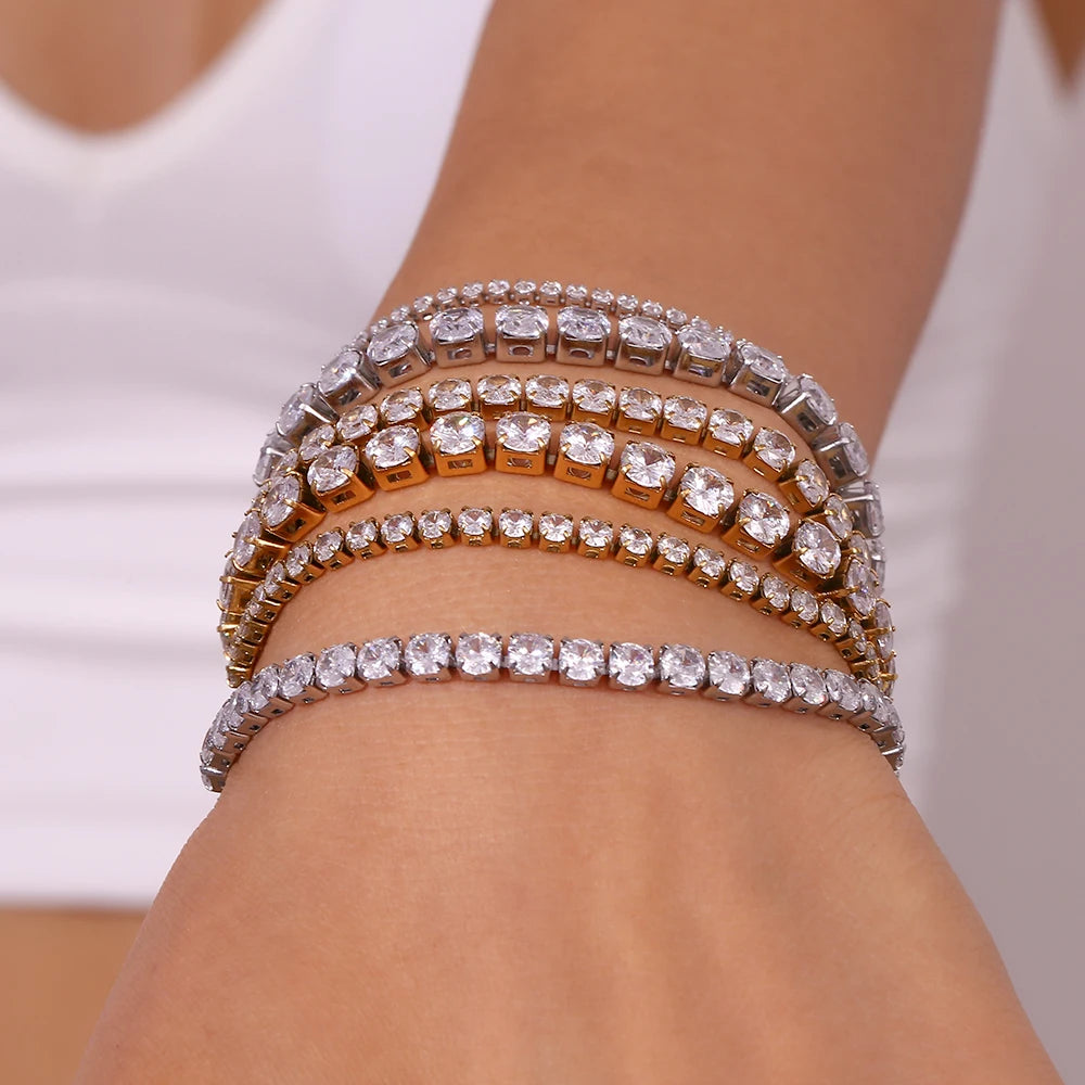 AAA Zircon Tennis Jewelry – Waterproof 18K Gold Plated Necklace and Bracelet | Ezra Gems