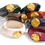 Multi-Color Resin Wide Bangle in dark red — waterproof statement jewelry by Ezra Gems