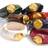 Multi-Color Resin Wide Bangle in dark red — waterproof statement jewelry by Ezra Gems