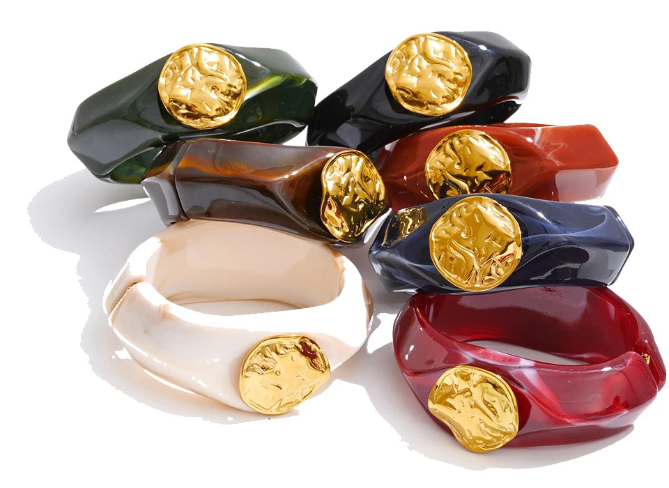 Multi-Color Resin Wide Bangle in dark red — waterproof statement jewelry by Ezra Gems