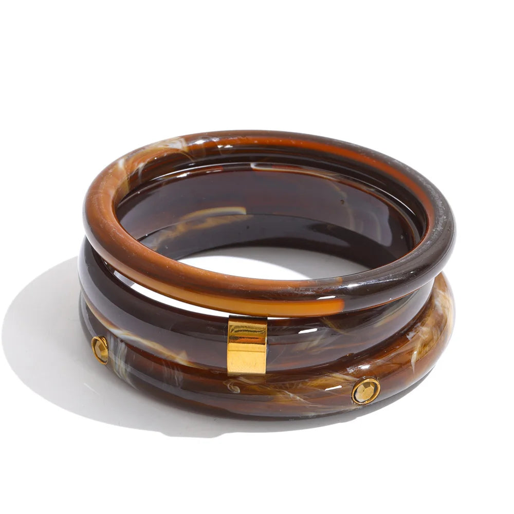 Stackable Multi-Color Resin Bangle – Waterproof 18K Gold Plated Bracelet | Ezra Gems