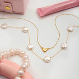 Pearl Heart Necklace Set – Waterproof 18K Gold Plated Jewelry Set | Ezra Gems