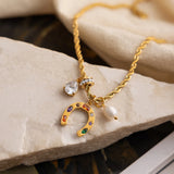 Crystal Horseshoe Pendant Necklace